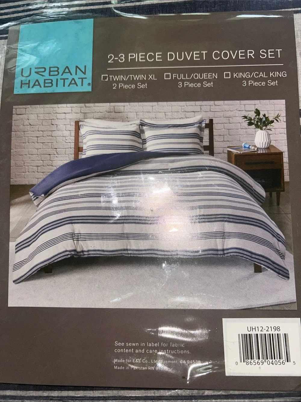 Habitat Twin/XL  Navy Striped Duvet Cover Set